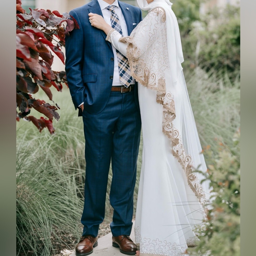Three pieces Long sleeves modest bridal dress